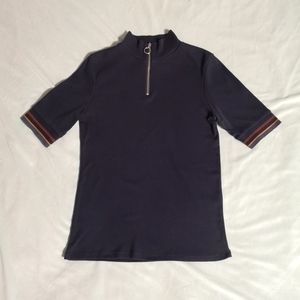 TWIK by Simons Mock Neck Zipper Short Sleeve Shirt